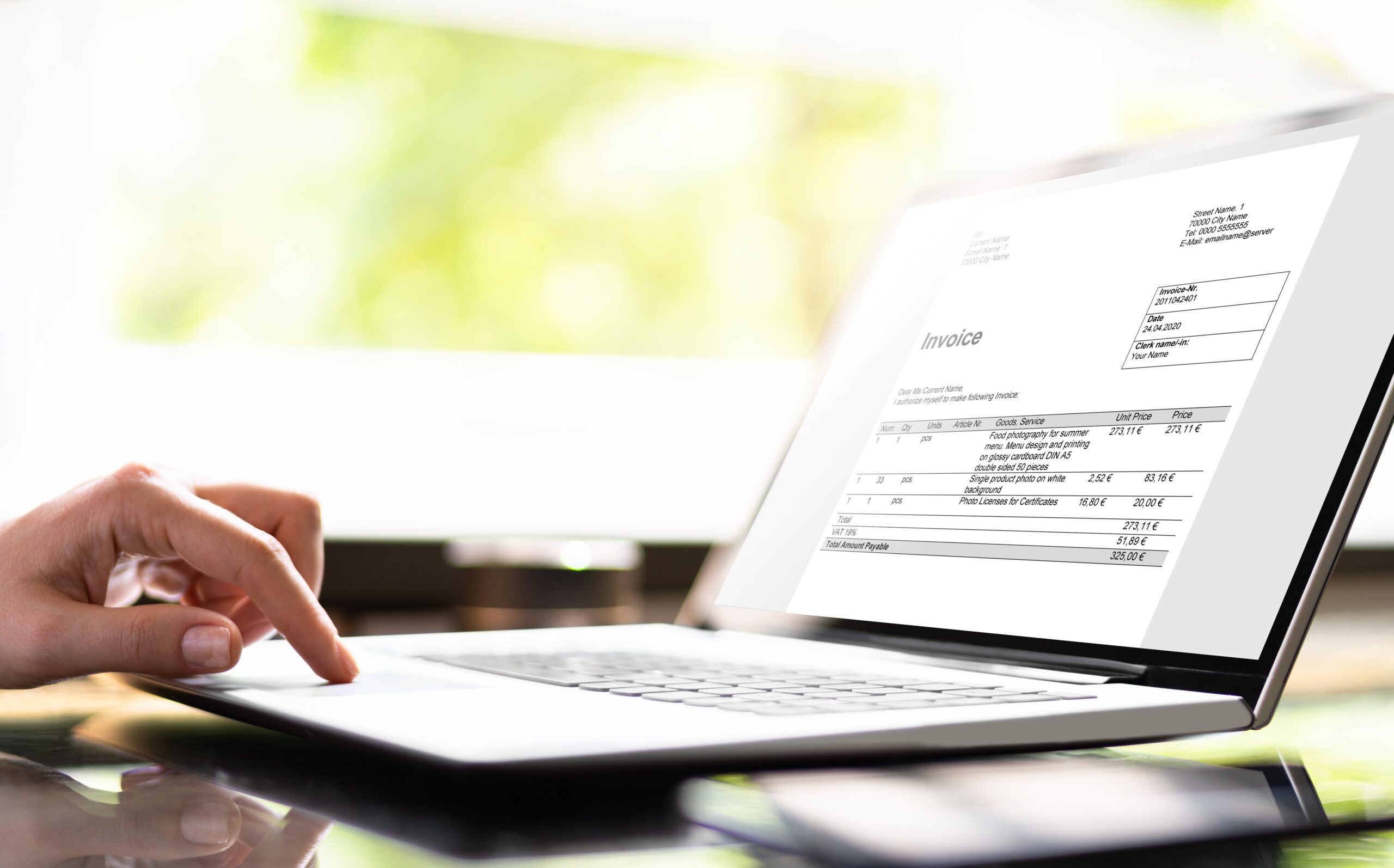 Accountant Calculating Electronic Invoice Or E Bill
